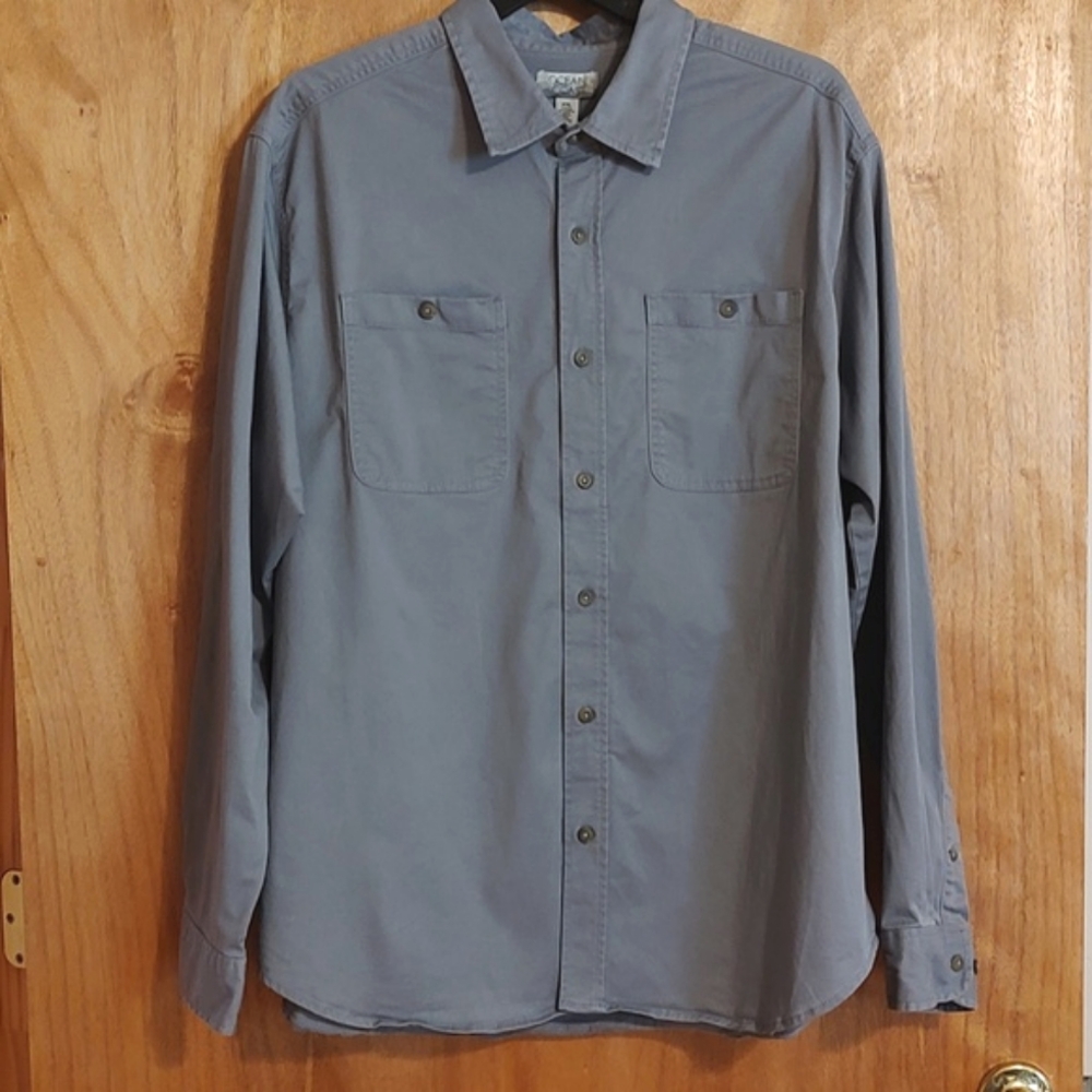 Ocean Coast Mens Button Down Shirt Grayish Blue Long Sleeve Cotton Blend XXL